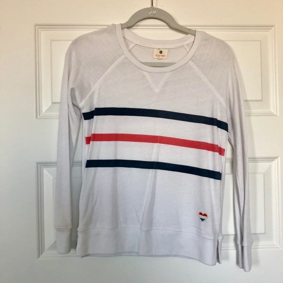 Sundry Sweaters - Sundry Raglan Sweater; Ivory w Stripes